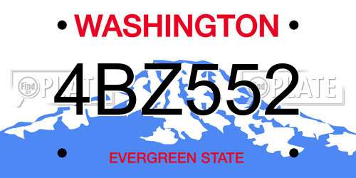 4BZ552 Washington License Plate