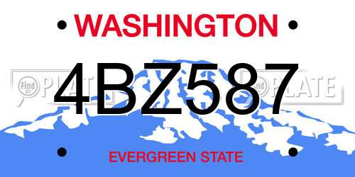4BZ587 Washington License Plate