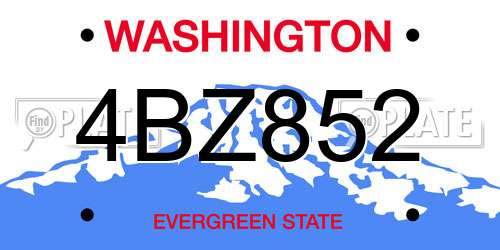4BZ852 Washington License Plate