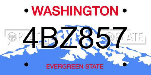 4BZ857 Washington License Plate
