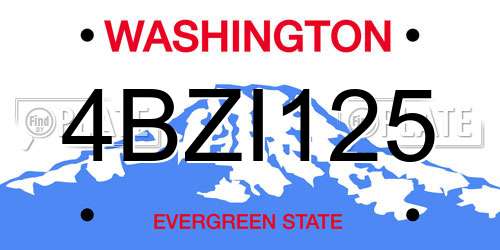 4BZI125 Washington License Plate