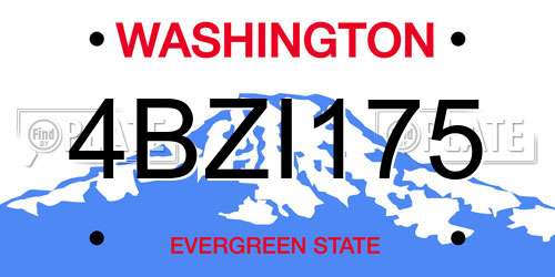 4BZI175 Washington License Plate