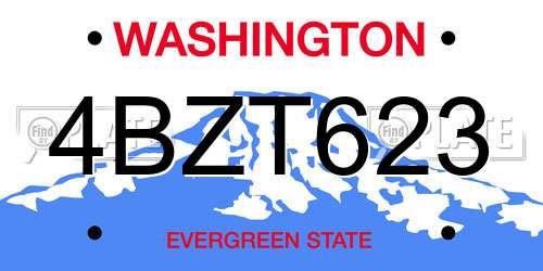 4BZT623 Washington License Plate