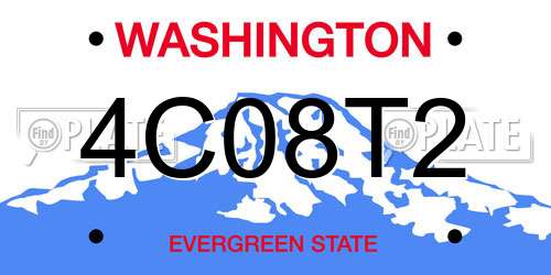 4C08T2 Washington License Plate