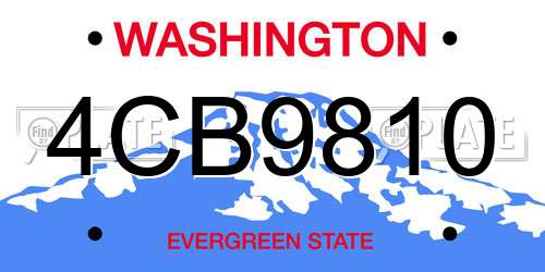 4CB9810 Washington License Plate