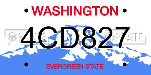 4CD827 Washington License Plate