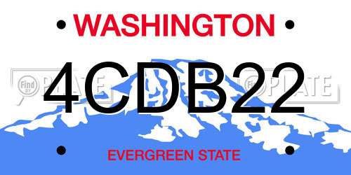 4CDB22 Washington License Plate
