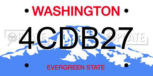 4CDB27 Washington License Plate