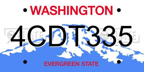 4CDT335 Washington License Plate