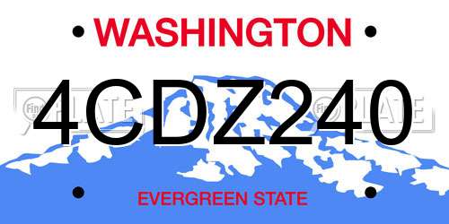 4CDZ240 Washington License Plate