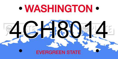 4CH8014 Washington License Plate