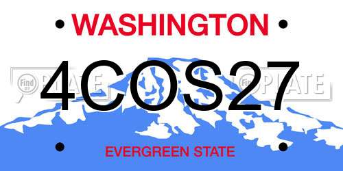 4COS27 Washington License Plate