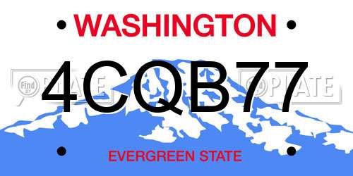 4CQB77 Washington License Plate