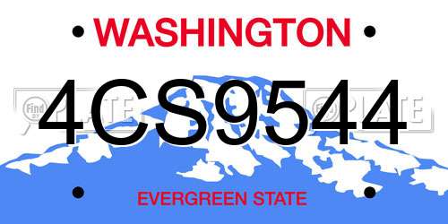 4CS9544 Washington License Plate