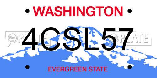 4CSL57 Washington License Plate