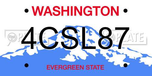 4CSL87 Washington License Plate