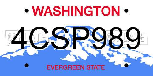 4CSP989 Washington License Plate
