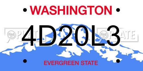 4D20L3 Washington License Plate
