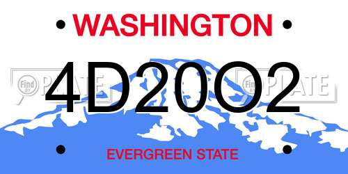 4D20O2 Washington License Plate