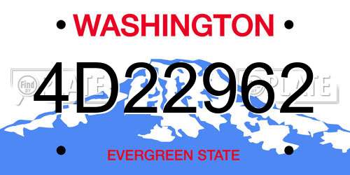 4D22962 Washington License Plate