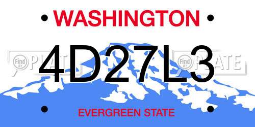 4D27L3 Washington License Plate