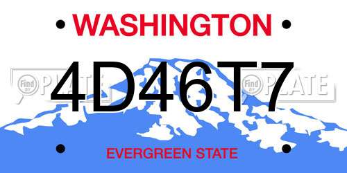 4D46T7 Washington License Plate