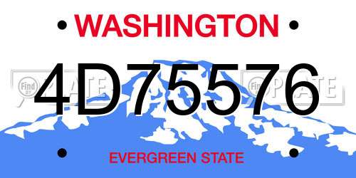 4D75576 Washington License Plate