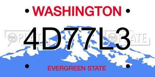 4D77L3 Washington License Plate