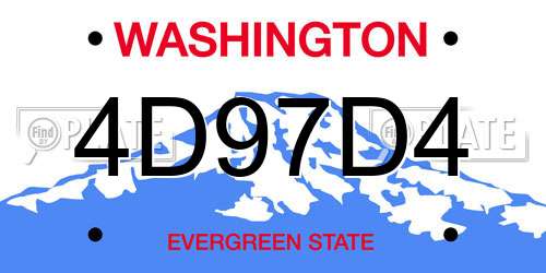 4D97D4 Washington License Plate