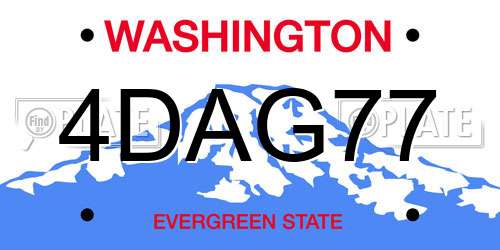 4DAG77 Washington License Plate