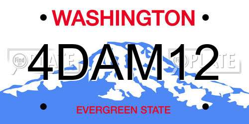 4DAM12 Washington License Plate