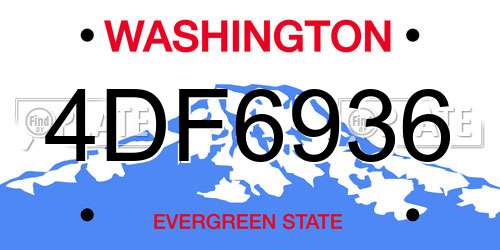 4DF6936 Washington License Plate