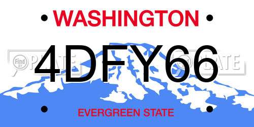 4DFY66 Washington License Plate