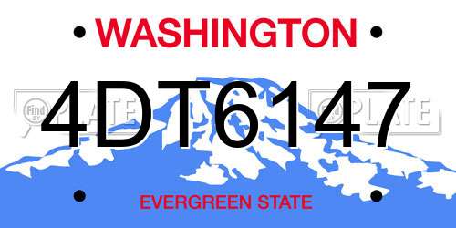4DT6147 Washington License Plate