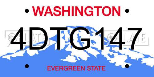 4DTG147 Washington License Plate