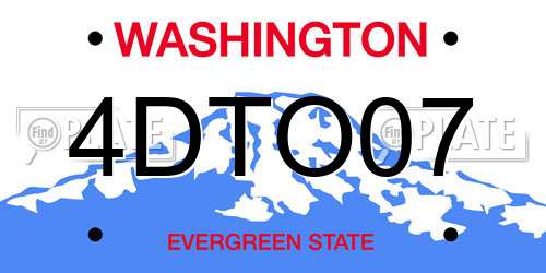 4DTO07 Washington License Plate