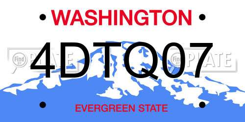 4DTQ07 Washington License Plate