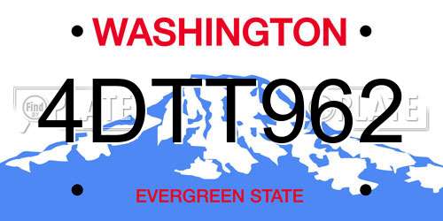 4DTT962 Washington License Plate