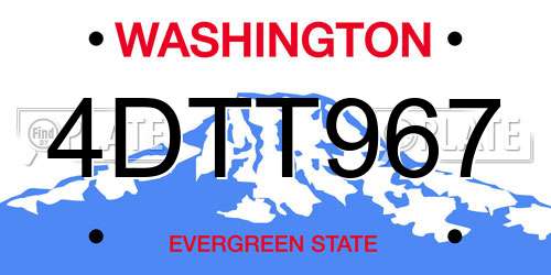 4DTT967 Washington License Plate