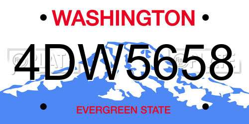 4DW5658 Washington License Plate