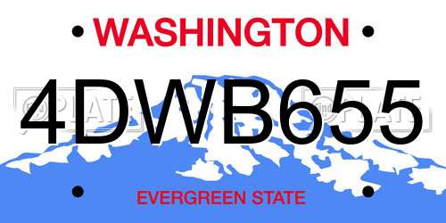 4DWB655 Washington License Plate