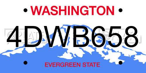 4DWB658 Washington License Plate