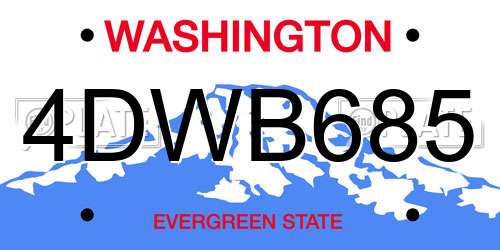 4DWB685 Washington License Plate