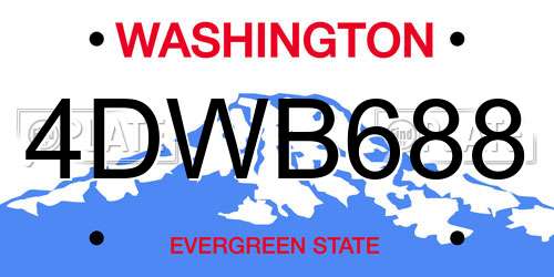 4DWB688 Washington License Plate