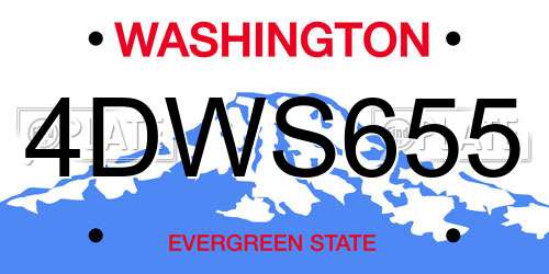 4DWS655 Washington License Plate