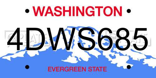 4DWS685 Washington License Plate