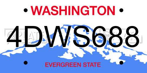 4DWS688 Washington License Plate