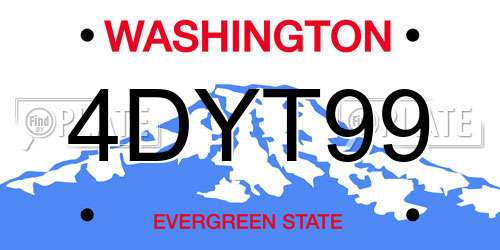4DYT99 Washington License Plate