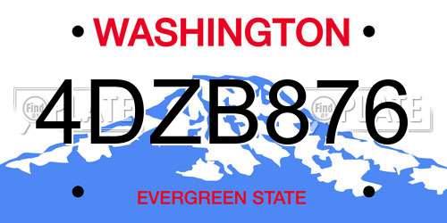 4DZB876 Washington License Plate