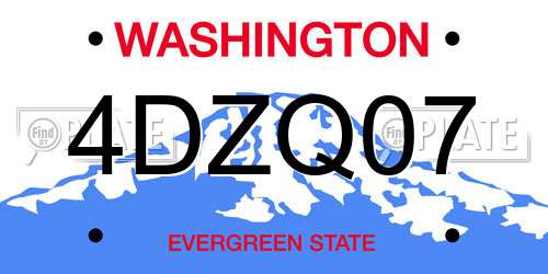 4DZQ07 Washington License Plate